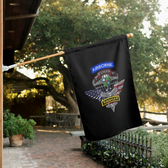 75th Ranger Regiment Eagle Ranger Tab House Flag (In SItu)