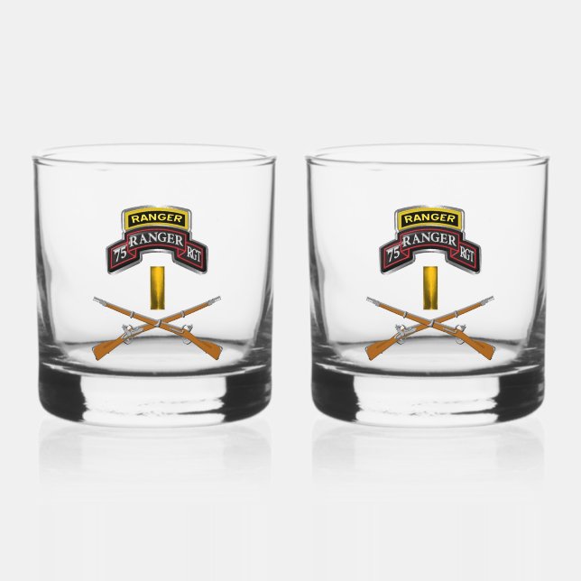 75th Ranger Regiment Second Lieutenant 2LT Whiskey Glass (Front)
