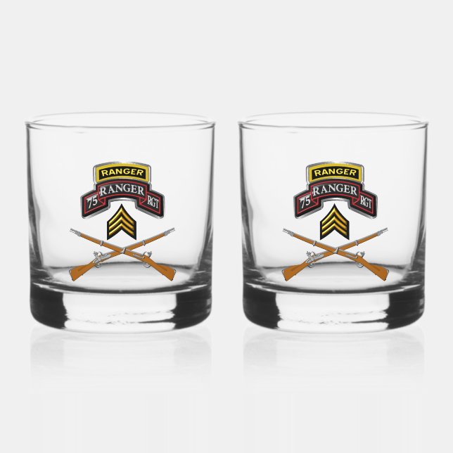 75th Ranger Regiment Sergeant Whiskey Glass (Front)