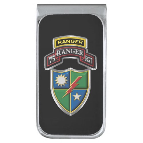 75th Ranger Regiment  Silver Finish Money Clip