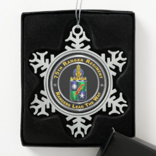 75th Ranger Regiment Snowflake Pewter Christmas Ornament