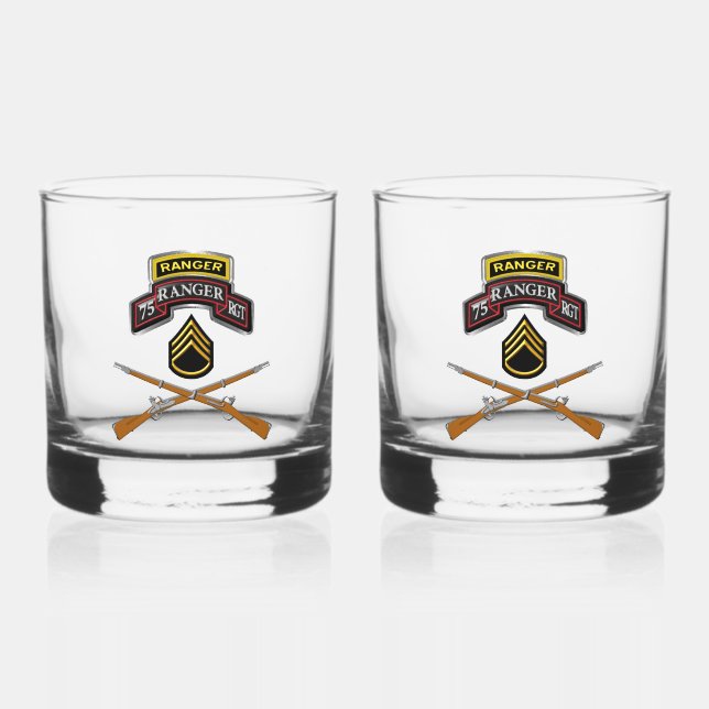 75th Ranger Regiment Staff Sergeant Whiskey Glass (Front)