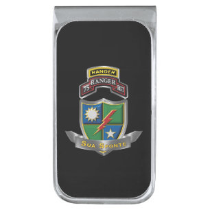 75th Ranger Regiment Sua Sponte Silver Finish Money Clip