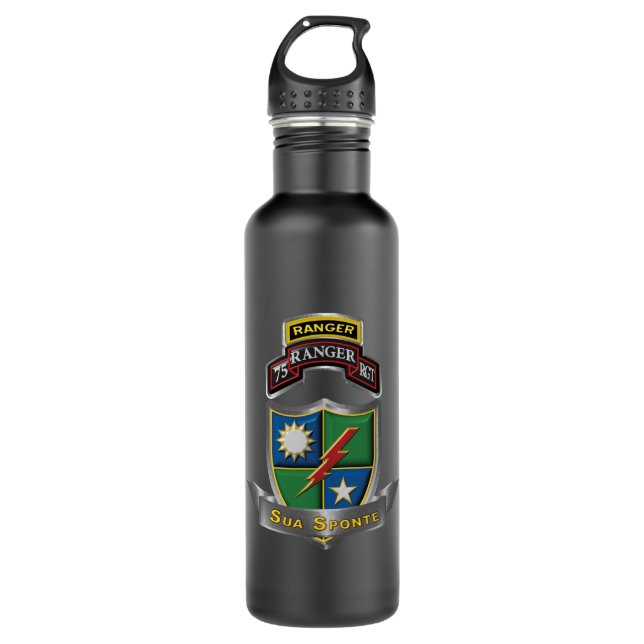 75th Ranger Regiment "Sua Sponte" Stainless Steel Water Bottle (Front)