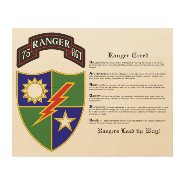 75th Ranger Regiment Wood Wall Art (Front)
