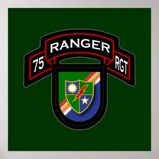 75th Ranger Rgt - scroll & flash Posters | Zazzle