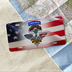 75th Rangers 2nd BAT with American Flag  License Plate