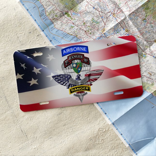 75th Rangers 2nd BAT with American Flag  License Plate (In Situ)