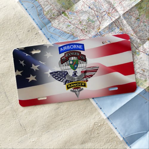 75th Rangers  STB BAT with American Flag  License Plate