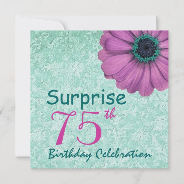 75th SURPRISE Birthday Feminine Squares F75Z Invitation (Front)