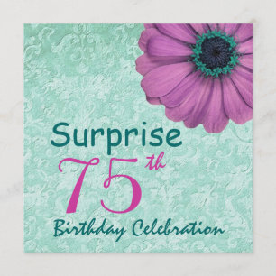 75th SURPRISE Birthday Feminine Squares F75Z Invitation