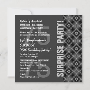 75th Surprise Birthday Gray and White Q134N Invitation