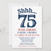 75th Surprise Birthday Invitation Mens Navy Blue (Front)