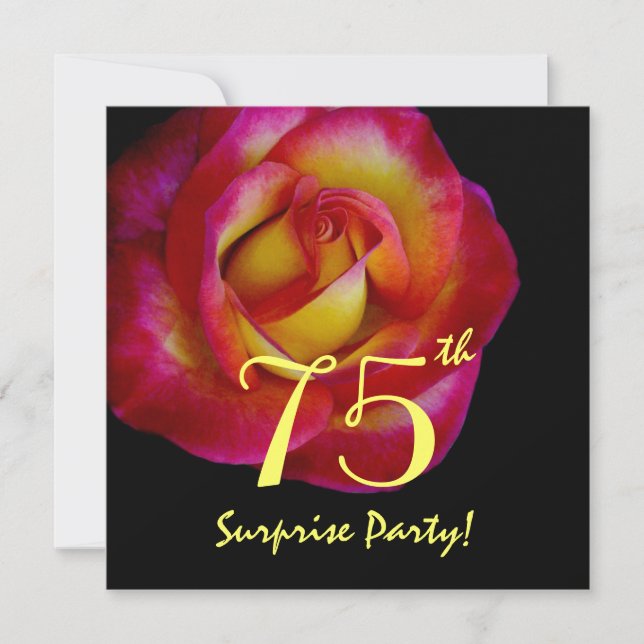 75th Surprise Birthday Party Elegant Rose Invitation (Front)