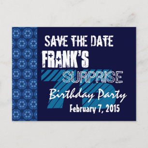 75th Surprise Birthday Save the Date Navy Pattern Announcement Postcard