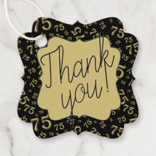 75th Thank You Number Pattern 75 Black/Gold Favor Tags