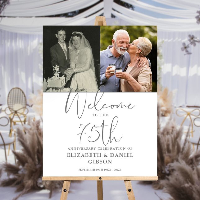 75th Wedding Anniversary 2 Photo Welcome Sign (75th Wedding Anniversary 2 Photo Welcome Sign)