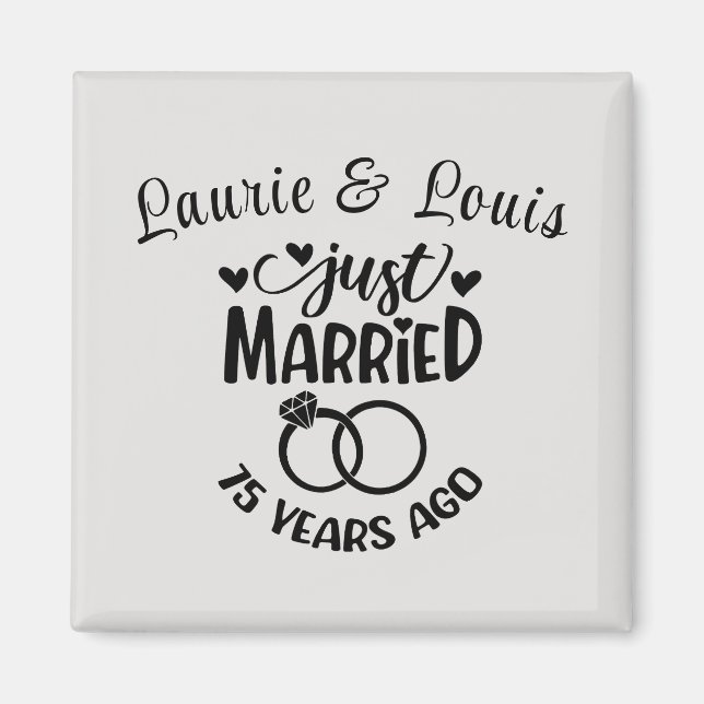 75th Wedding Anniversary Custom Names Magnet (Front)