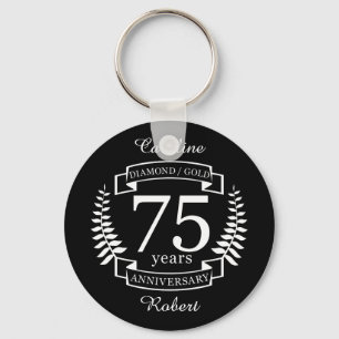 75th Wedding ANNIVERSARY DIAMOND GOLD Keychain