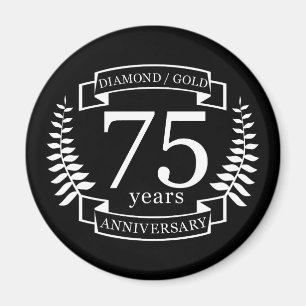 75th Wedding ANNIVERSARY DIAMOND GOLD Magnet