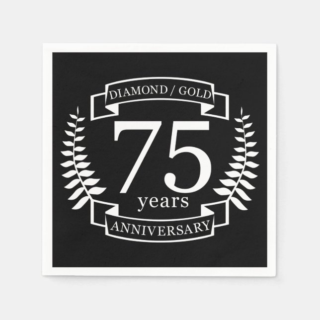 75th Wedding ANNIVERSARY DIAMOND GOLD Napkins (Front)