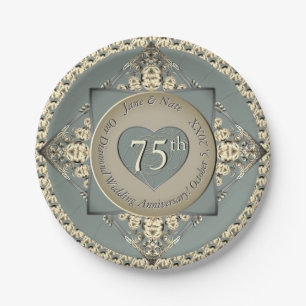 75th Wedding Anniversary Diamond  Paper Plates