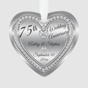 75th Wedding Anniversary Diamond Photo Keepsake Ornament