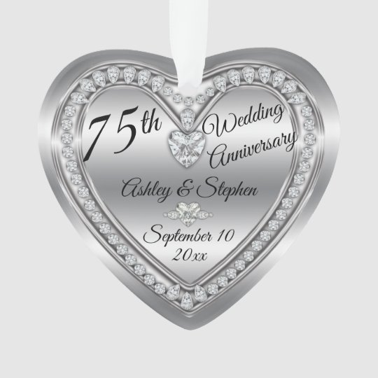 75th Wedding Anniversary Diamond Photo Keepsake Ornament | Zazzle.com