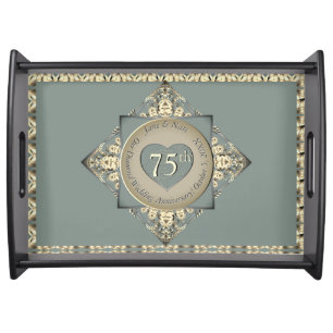 75th Wedding Anniversary Diamond Serving Tray