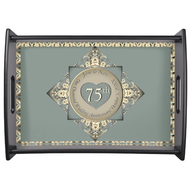 75th Wedding Anniversary Diamond  Serving Tray (Front)