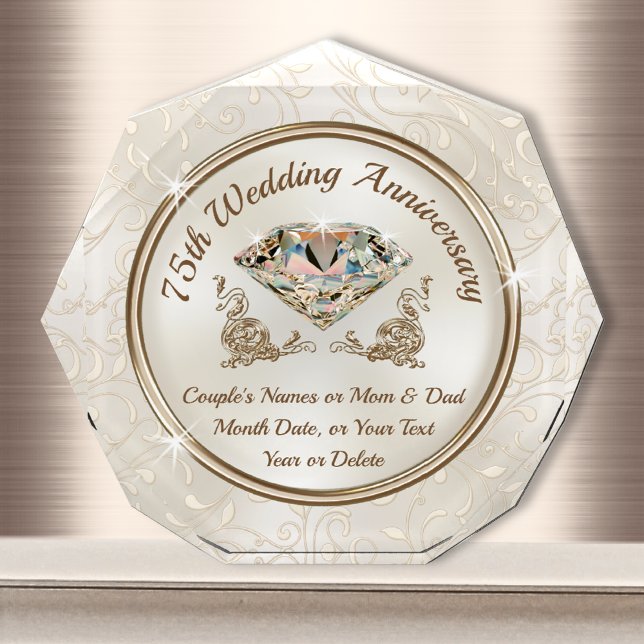 75th Wedding Anniversary Diamond Symbol Gift (75 year wedding anniversary gifts. 75th anniversary presents. 75th wedding anniversary ideas. )