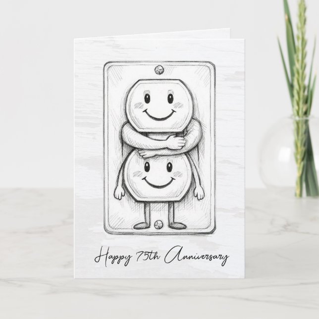 75th Wedding Anniversary Electrical Socket  Card (Front)