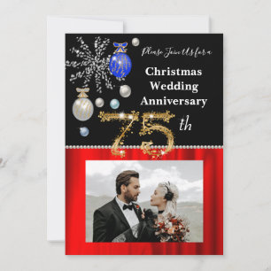 75th Wedding Anniversary & Gold Festive Holiday Invitation