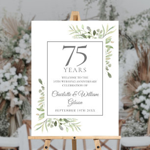 75th Wedding Anniversary Greenery Welcome Sign