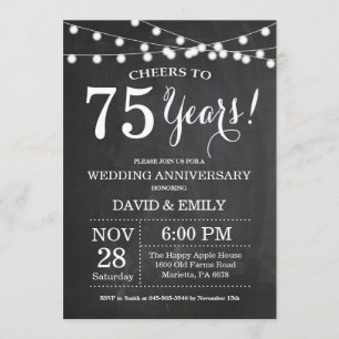 75th Wedding Anniversary Invitation Chalkboard