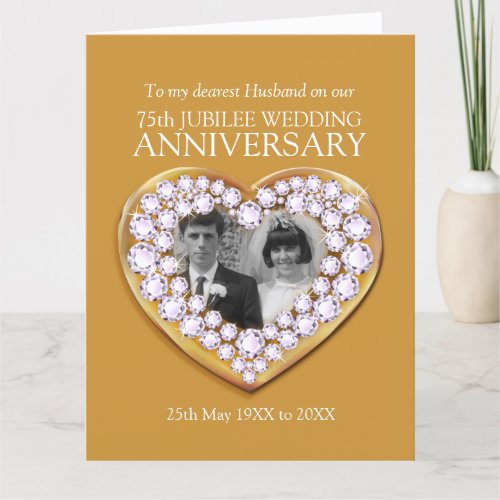 75th wedding anniversary jubilee photo husband card