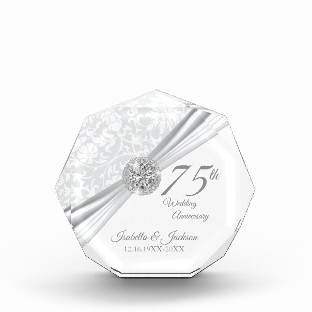 75th Wedding Anniversary Keepsake Design Acrylic Award (Front)