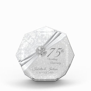 75th Wedding Anniversary Keepsake - Glitter Acrylic Award