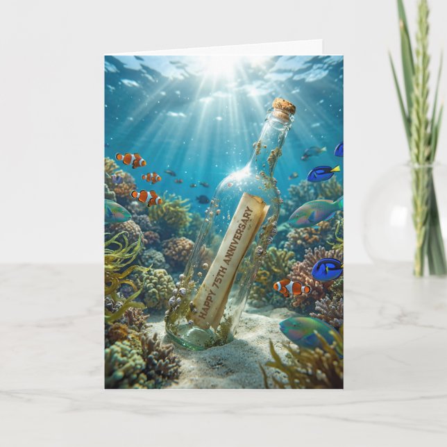 75th Wedding Anniversary Message in a Bottle Card (Front)