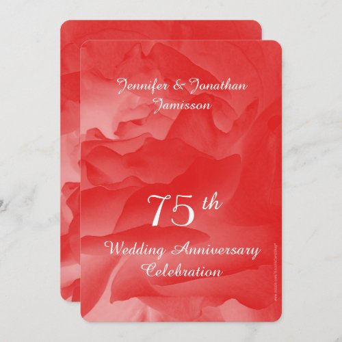 75th Wedding Anniversary Party Coral Pink Rose Invitation