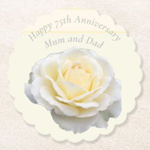 75th Wedding Anniversary Party Editable Paper Coaster