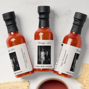 75th Wedding Anniversary Party Favor Custom Photo Hot Sauces