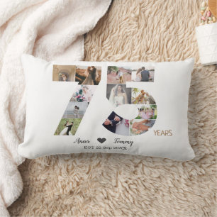 75th Wedding Anniversary Photo Lumbar Pillow