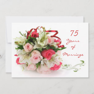 75th Wedding Anniversary. Roses and lilies Invitation