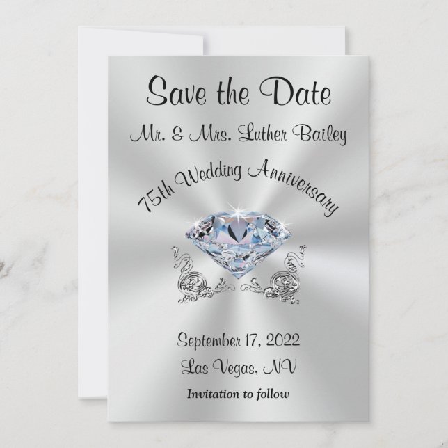75th Wedding Anniversary Save the Date Invitations (Front)