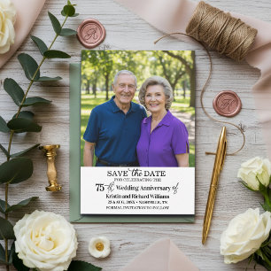 75th Wedding Anniversary Save the Date Photo Note Card