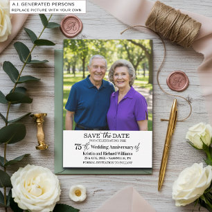 75th Wedding Anniversary Save the Date Photo Note Card