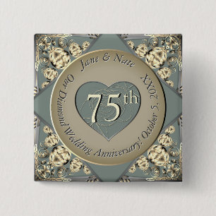 75th Wedding Diamond Anniversary Button