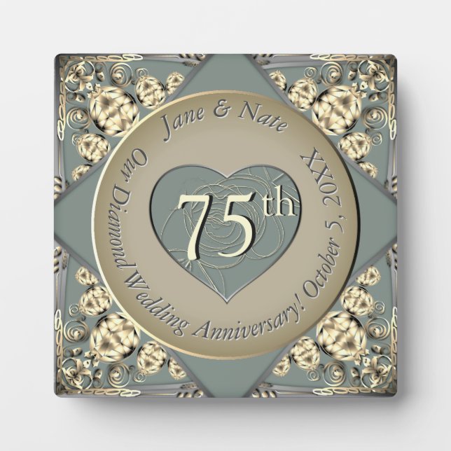 75th Wedding Diamond Anniversary  Plaque (Front)