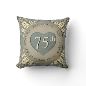 75th Wedding Diamond Anniversary  Throw Pillow